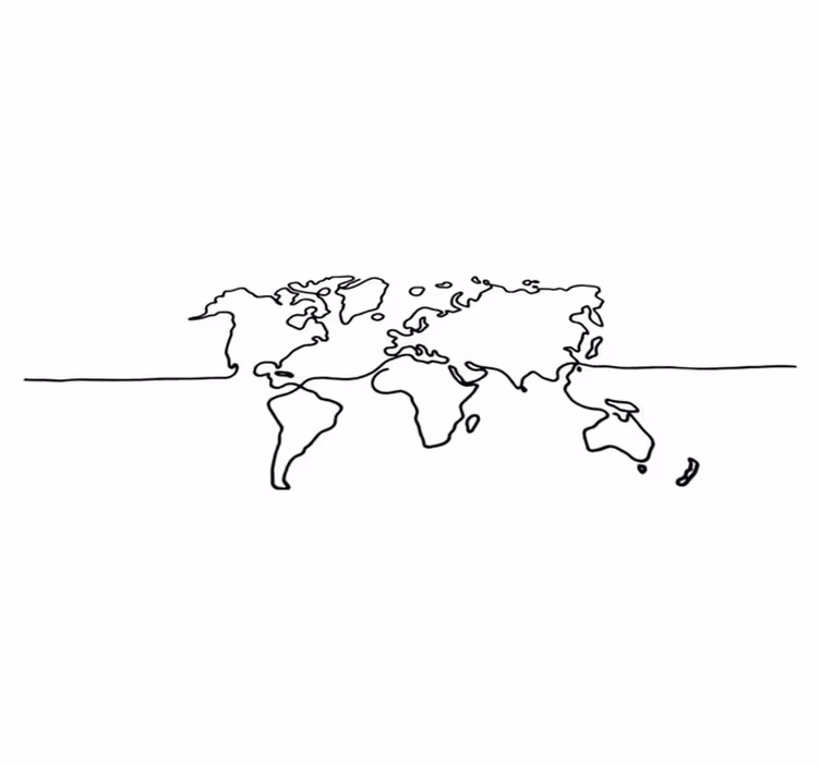 Map rug line art world design - TenStickers