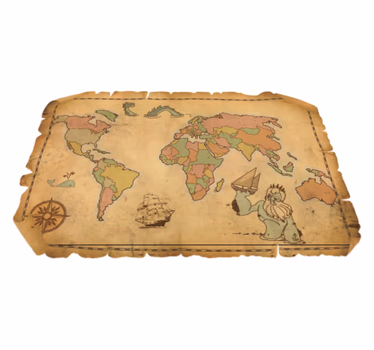 Ancient vintage design map rug - TenStickers