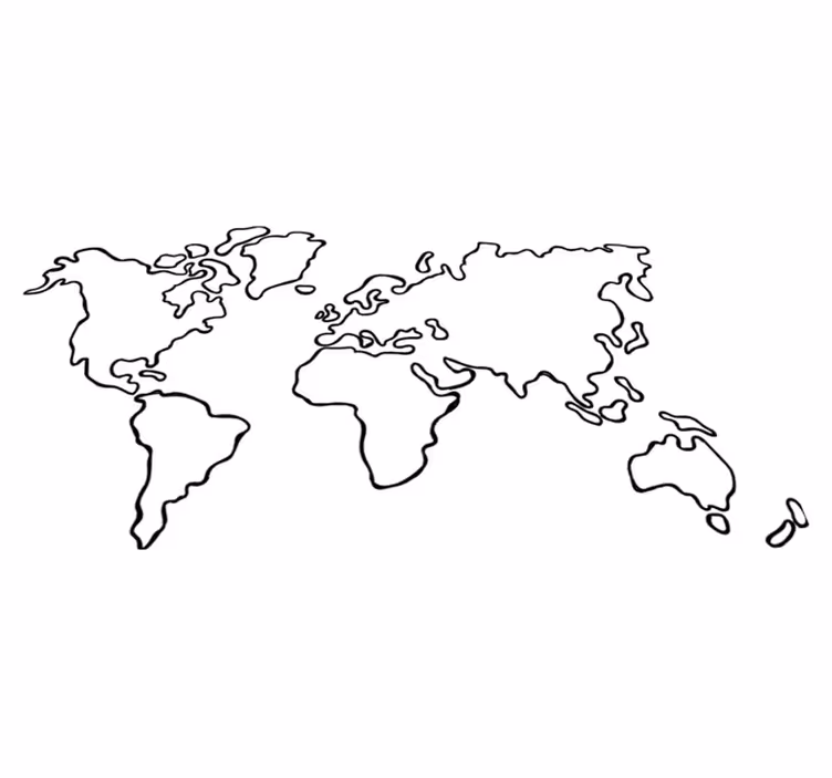Map rug political world map monochrome - TenStickers