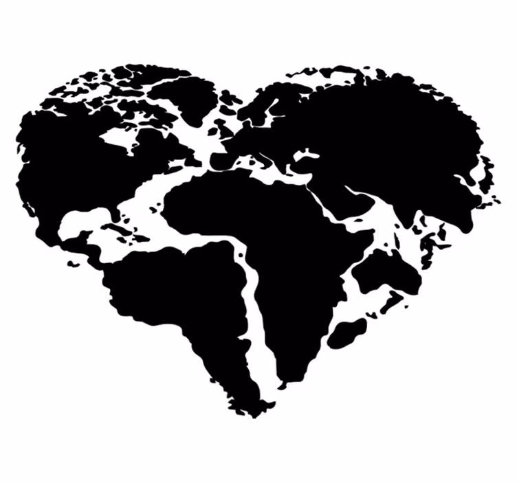 Map rug in heart shape world design - TenStickers