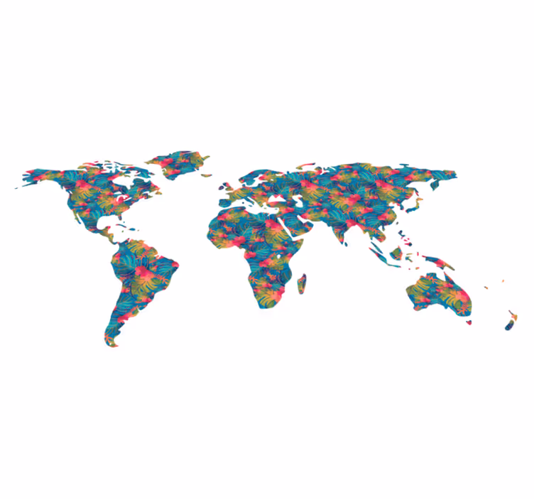 Tropical colorful leaves map rug - TenStickers