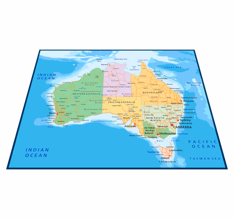 Map rug political map of australia - TenStickers