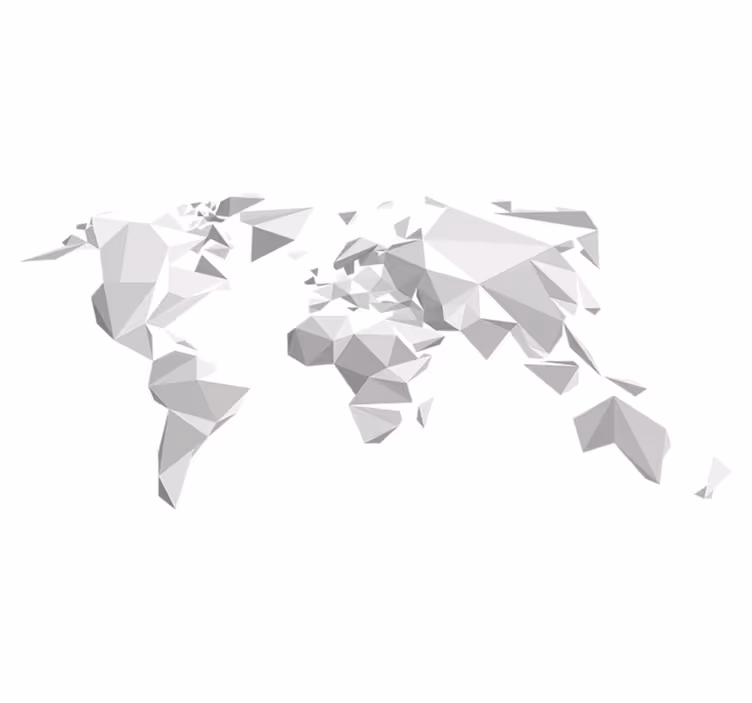 Map rug in grey origami design - TenStickers