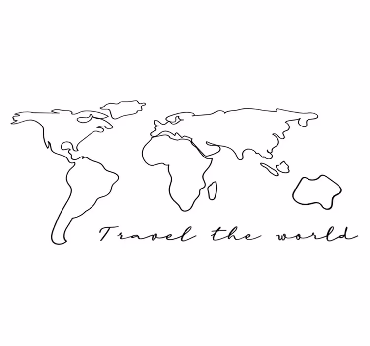 Map rug world map with travel text - TenStickers
