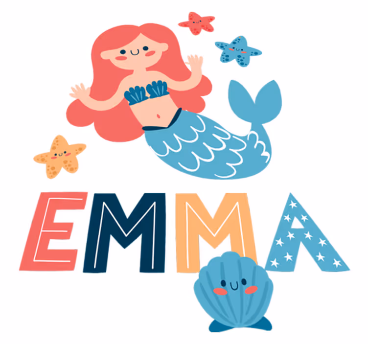 Kids carpet colorful mermaid with name - TenStickers