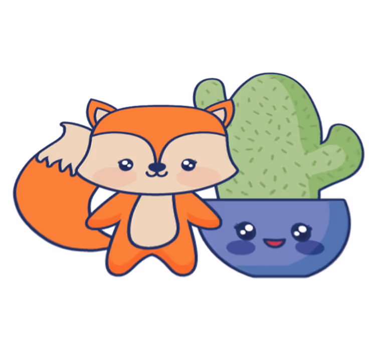 Kids carpet anime cactus and fox design - TenStickers