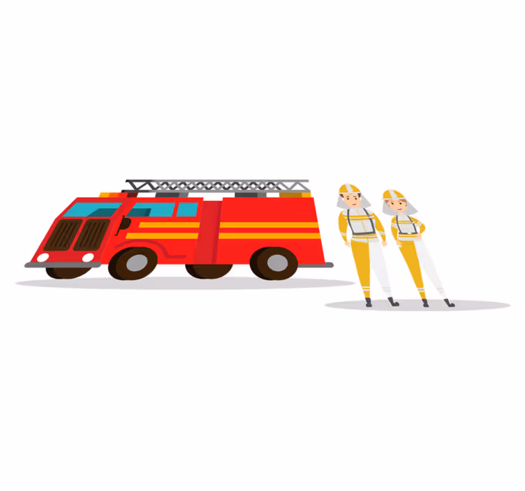 Kids carpet firefighter man and woman car - TenStickers