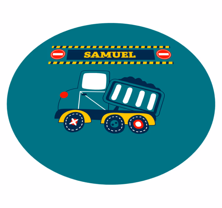 Kids carpet personalised construction truck design - TenStickers