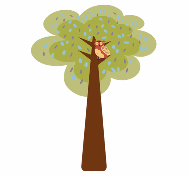 Kids carpet minimalistic colorful tree with owl - TenStickers