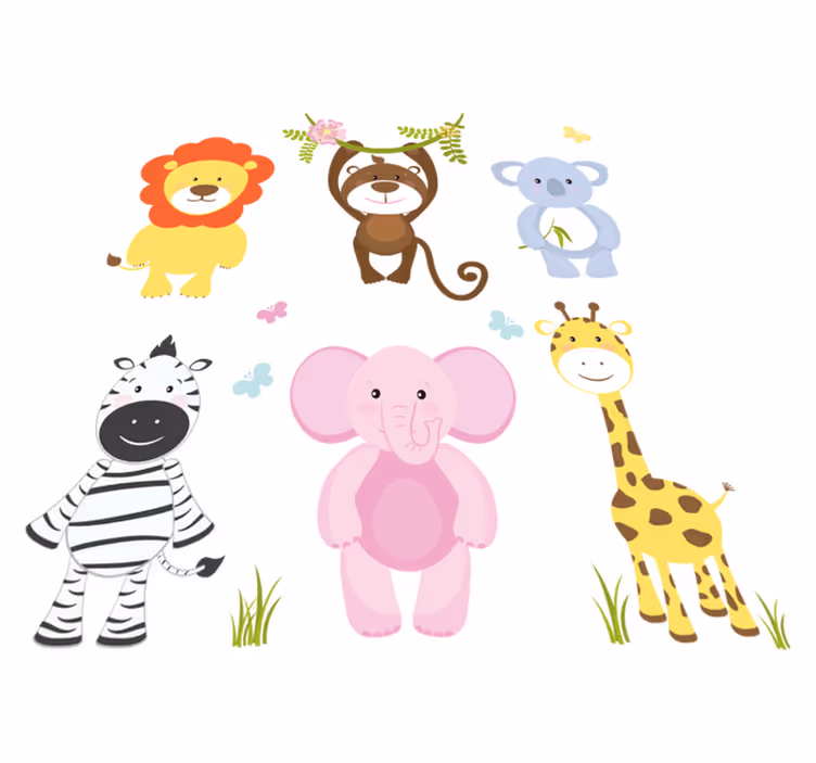 Kids carpet colorful baby animals design - TenStickers