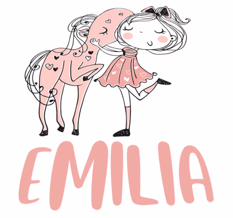 Kids carpet princess in a pink dress with a horse - TenStickers