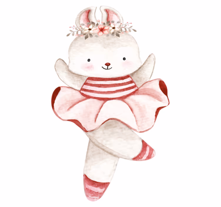Kids carpet rabbit ballerina in roses - TenStickers