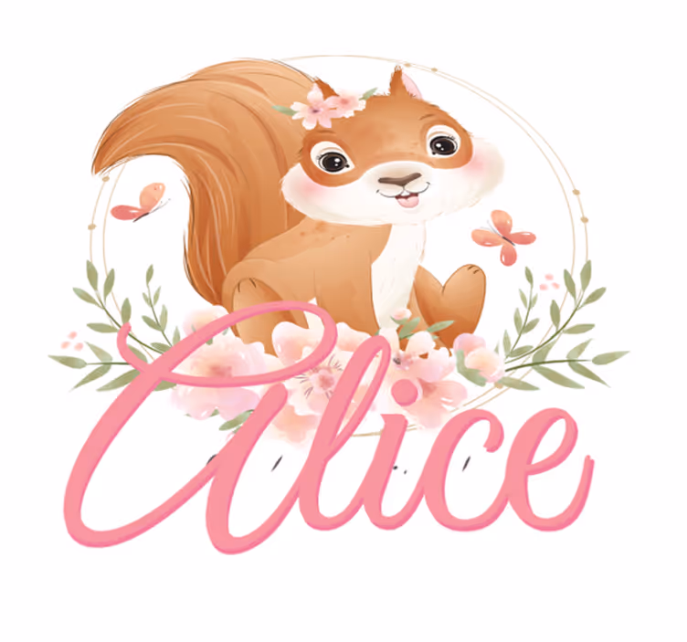 Kids carpet cute squirrel for girl with name - TenStickers