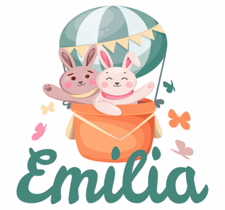 Kids carpet custom bunnies in balloons - TenStickers
