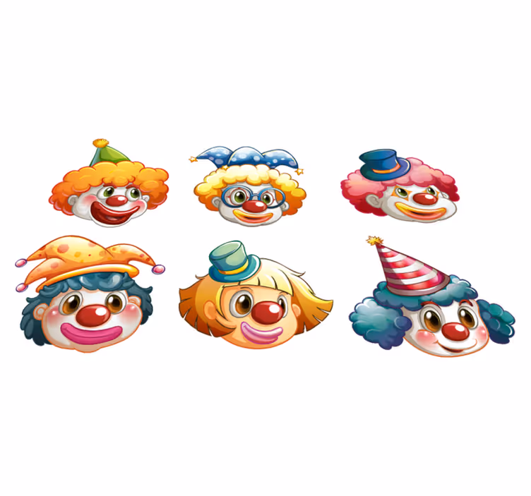 Kids carpet colorful clown faces - TenStickers