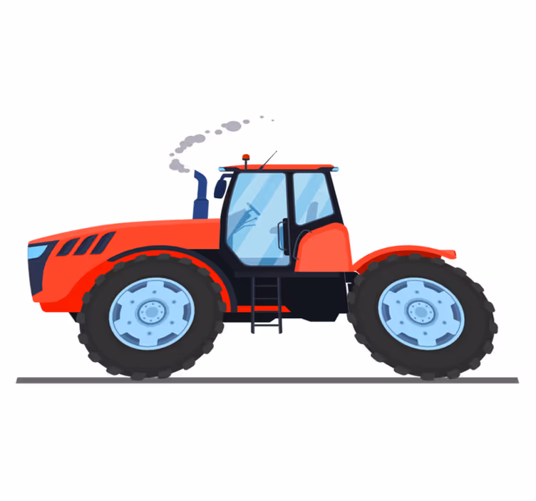 Kids carpet red new tractor design - TenStickers