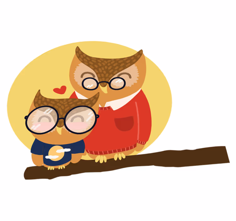 Kids carpet son and father owl design - TenStickers