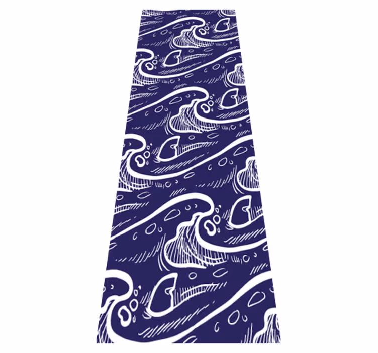 Bathroom mat with blue wave pattern design - TenStickers