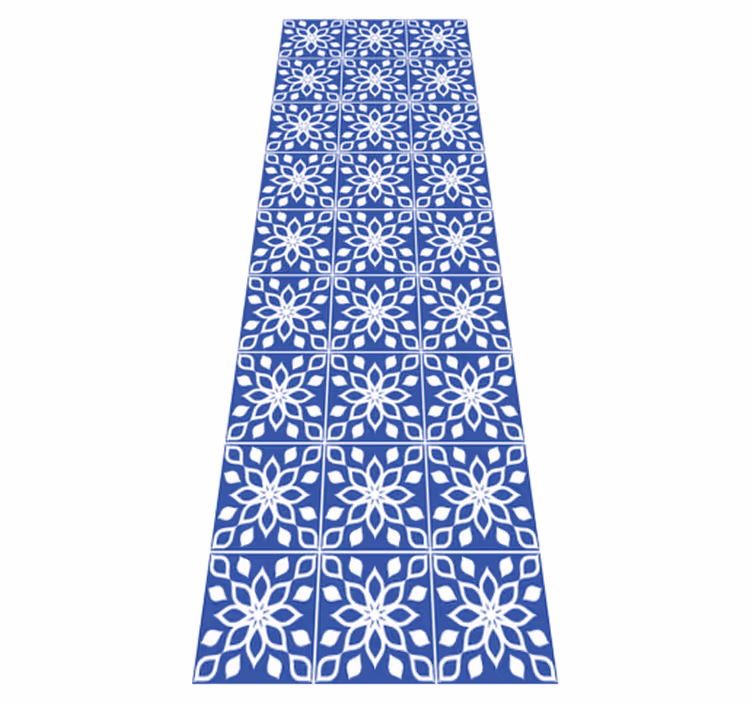 Bathroom mat in blue southern tile design - TenStickers