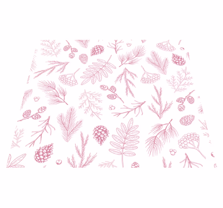 Bathroom mat white background with pink pine - TenStickers