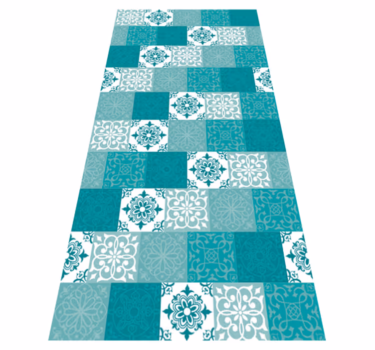 Turquoise tile bathroom mat - TenStickers