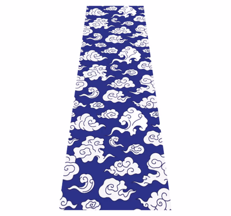 Bathroom mat with white clouds on blue background - TenStickers