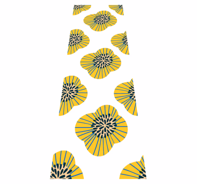 Bathroom mat with big blue and yellow flower pattern - TenStickers