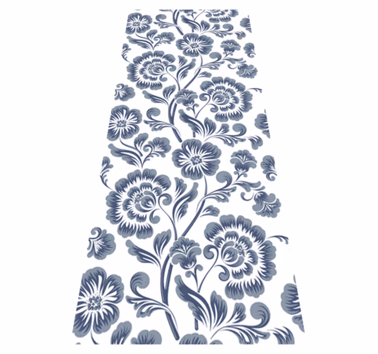 Bathroom mat with blue flowers on white background - TenStickers