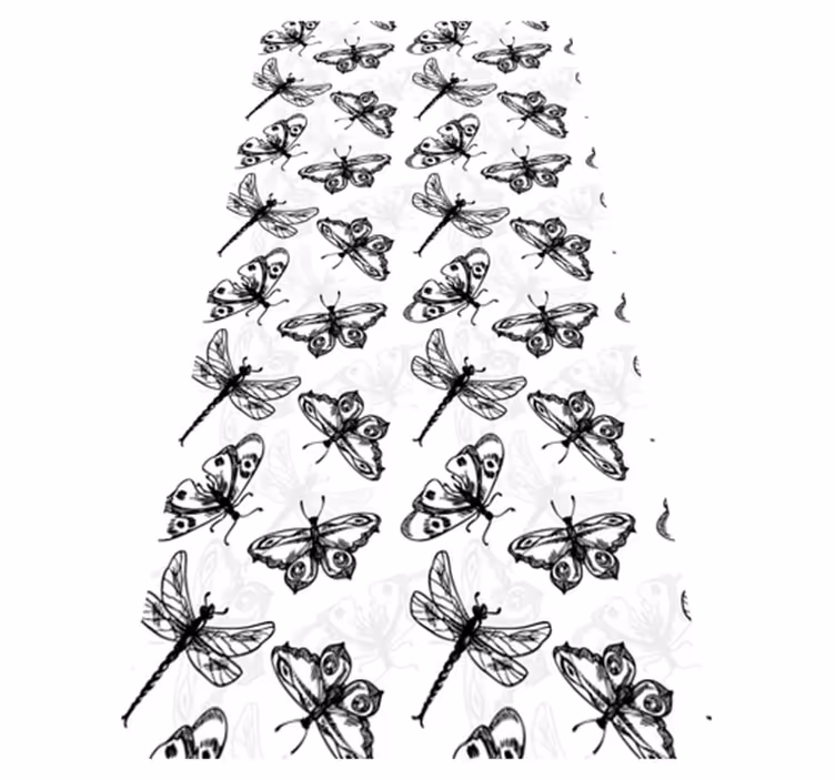 Bathroom mat with black and white dragonfly pattern - TenStickers