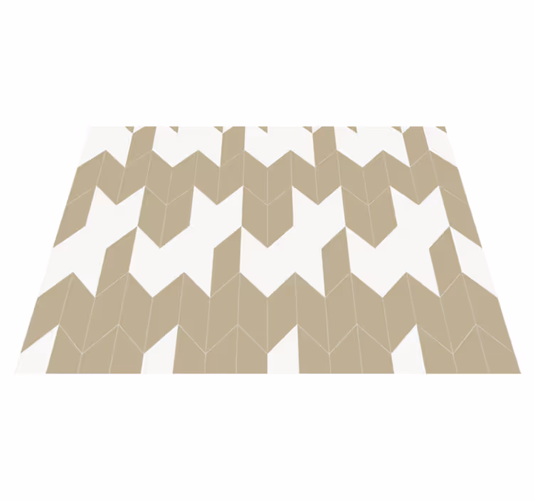 Bathroom mat in white and beige geometric design - TenStickers