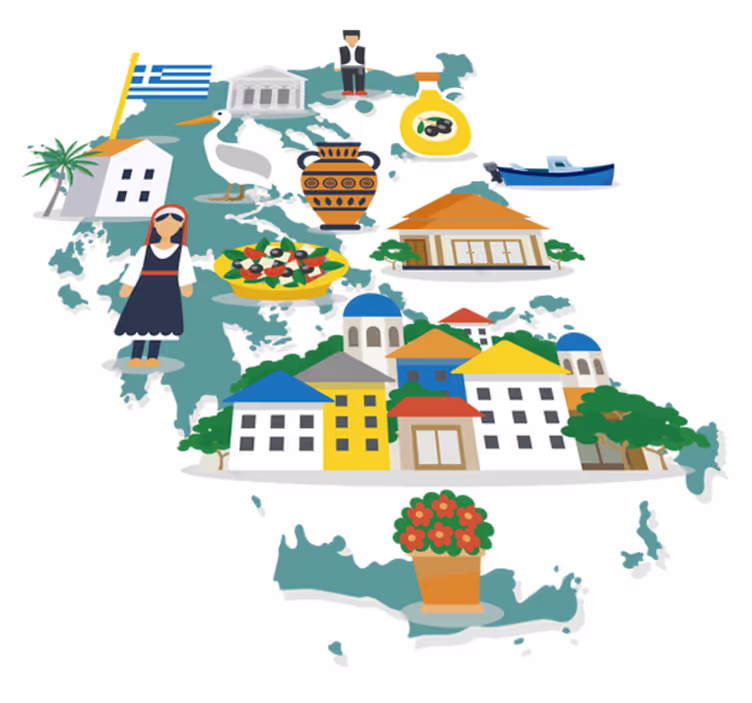 Map rug greece and islands illustration map - TenStickers