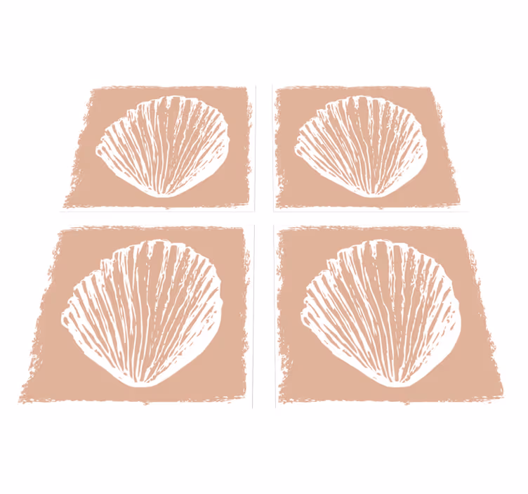 Bathroom mat with retro seashell pattern beige tiles - TenStickers