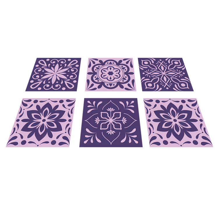 Bathroom mat with purple floral design - TenStickers