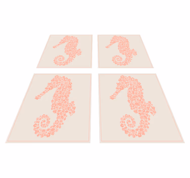 Floral sea horse bathroom mat - TenStickers