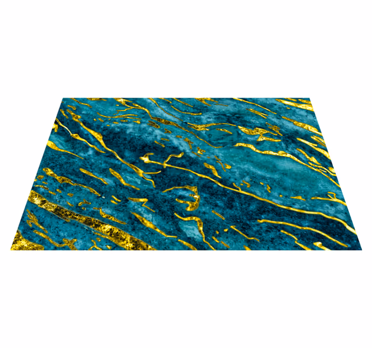 Bathroom mat in blue and gold marble effect - TenStickers