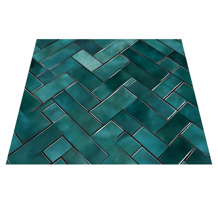 Herringbone green bathroom mat - TenStickers