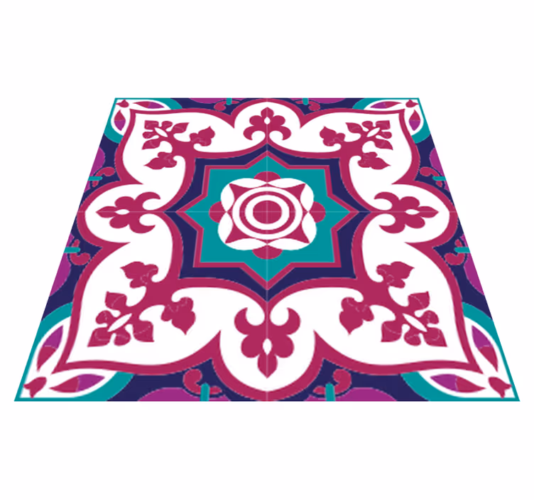 Pink moroccan tile pattern bathroom mat - TenStickers