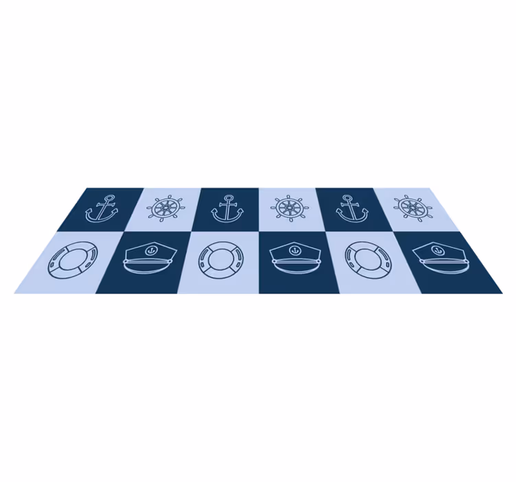 Bathroom mat with marine symbol tiles - TenStickers