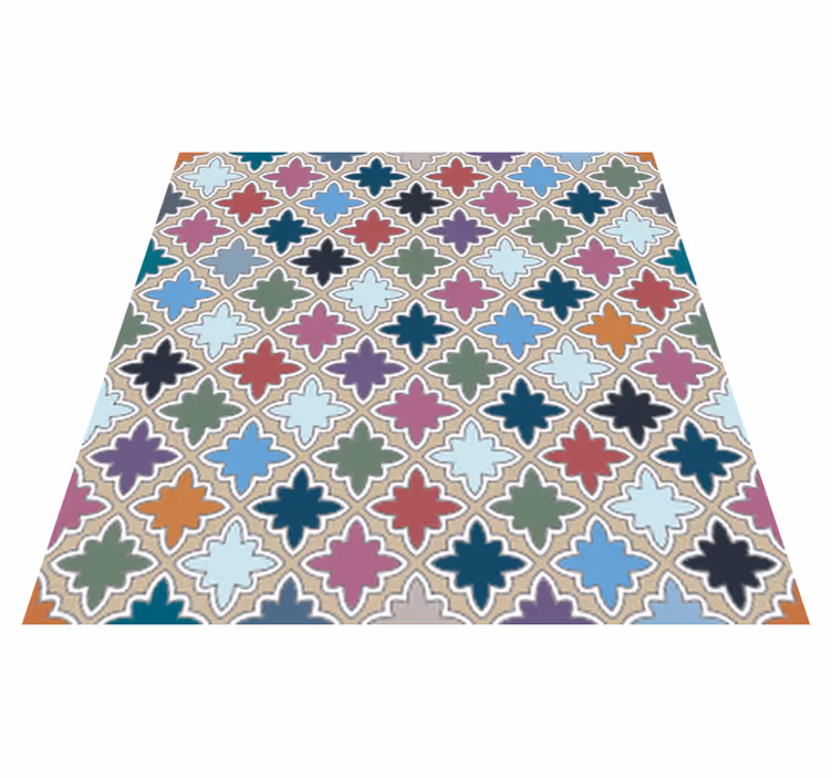 Colorful vintage irregular tile pattern bathroom mat - TenStickers