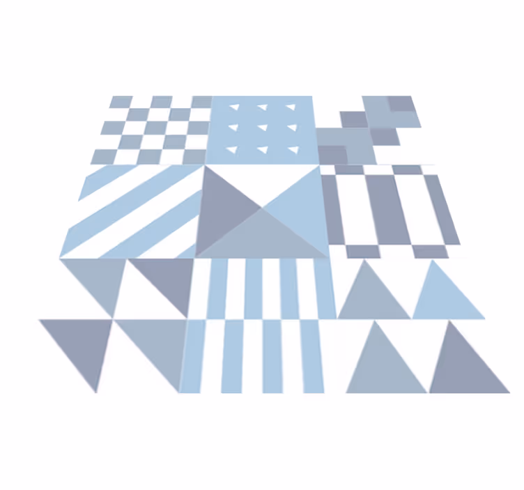 Geometric blue pattern bathroom mat - TenStickers
