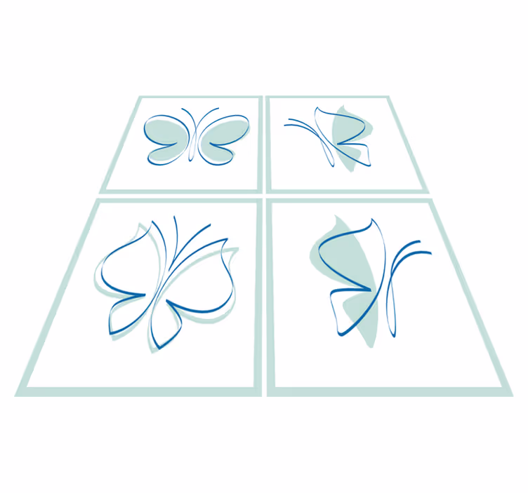 Bathroom mat with silhouetted tile butterflies - TenStickers