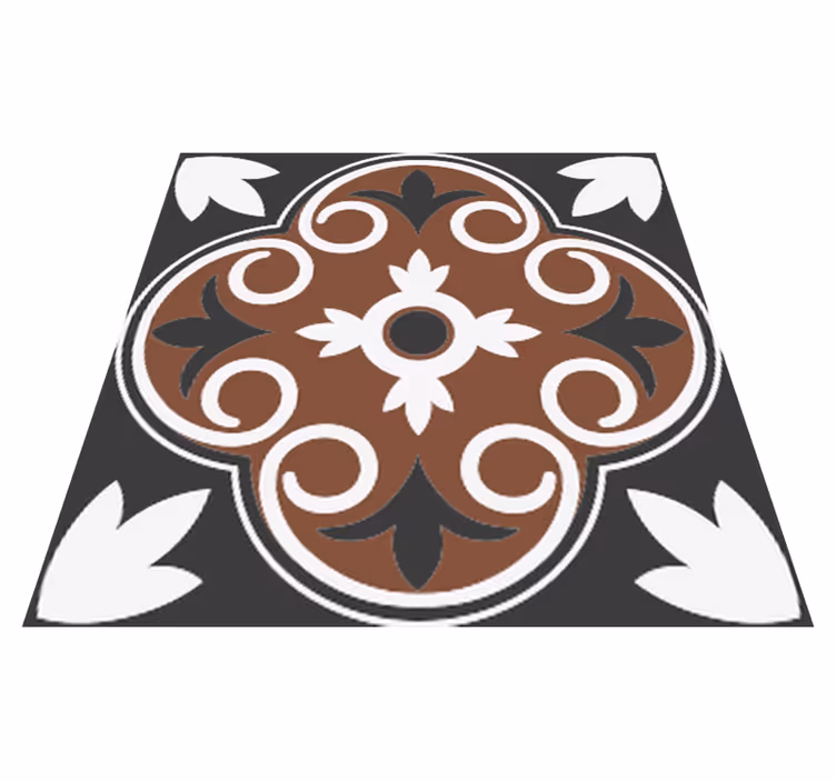 Bathroom mat in gray and brown vintage pattern - TenStickers