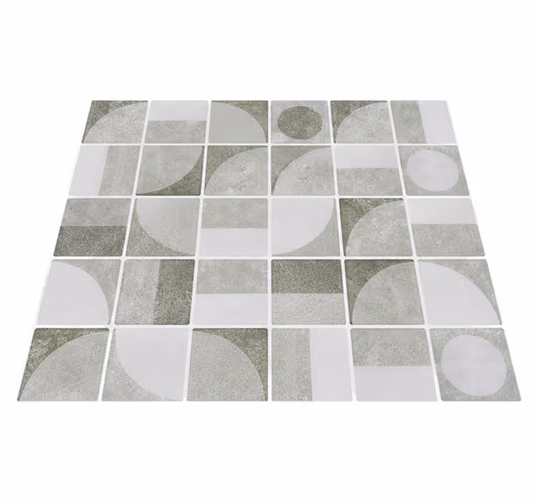 Bathroom mat with abstract grey interlocking shapes - TenStickers