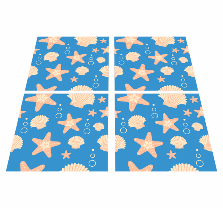 Bathroom mat with fish and shells under sea design - TenStickers