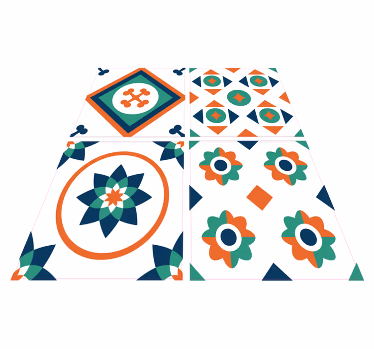 Bathroom mat with geometric tile design - TenStickers
