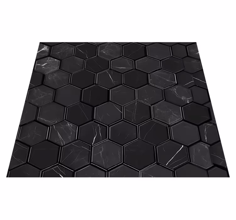Bathroom mat in black hexagon design - TenStickers