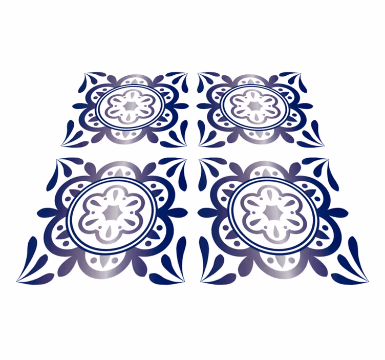 Kitchen vinyl mat in antique blue spanish tile - TenStickers