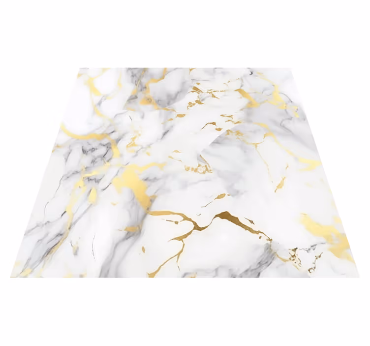Kitchen vinyl mat white marble with gold veins - TenStickers