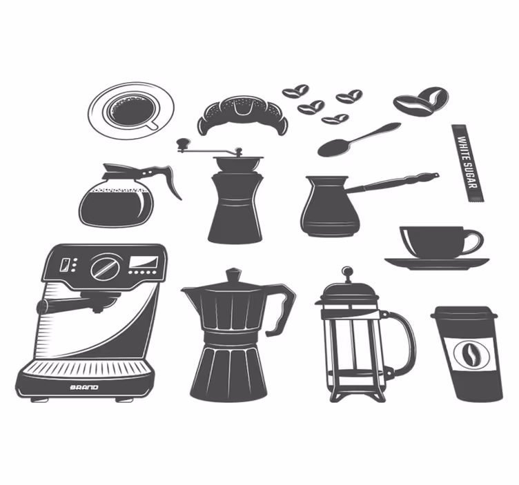 Kitchen vinyl mat coffee set design - TenStickers