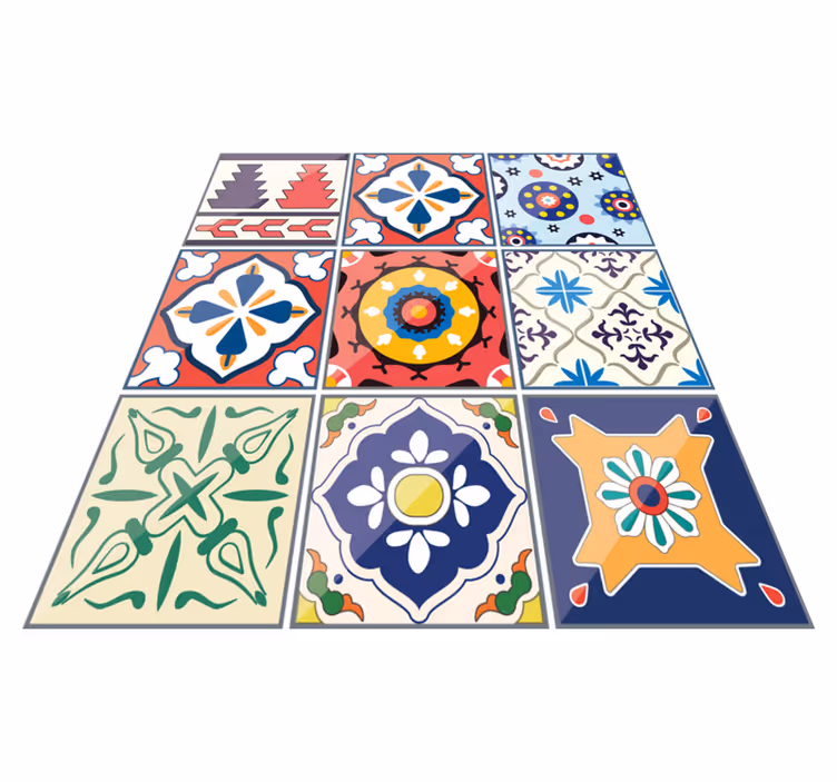 Colorful decorative tile kitchen vinyl mat - TenStickers